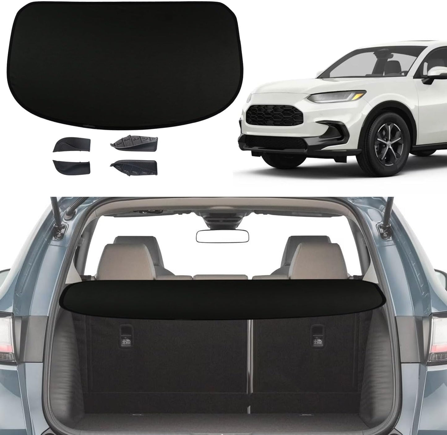 Cargo Cover for 2023 Honda HRV 2024-2026 HR-V Trunk Cover Accessories Rear Trunk Security Cover Shielding Shade, Black