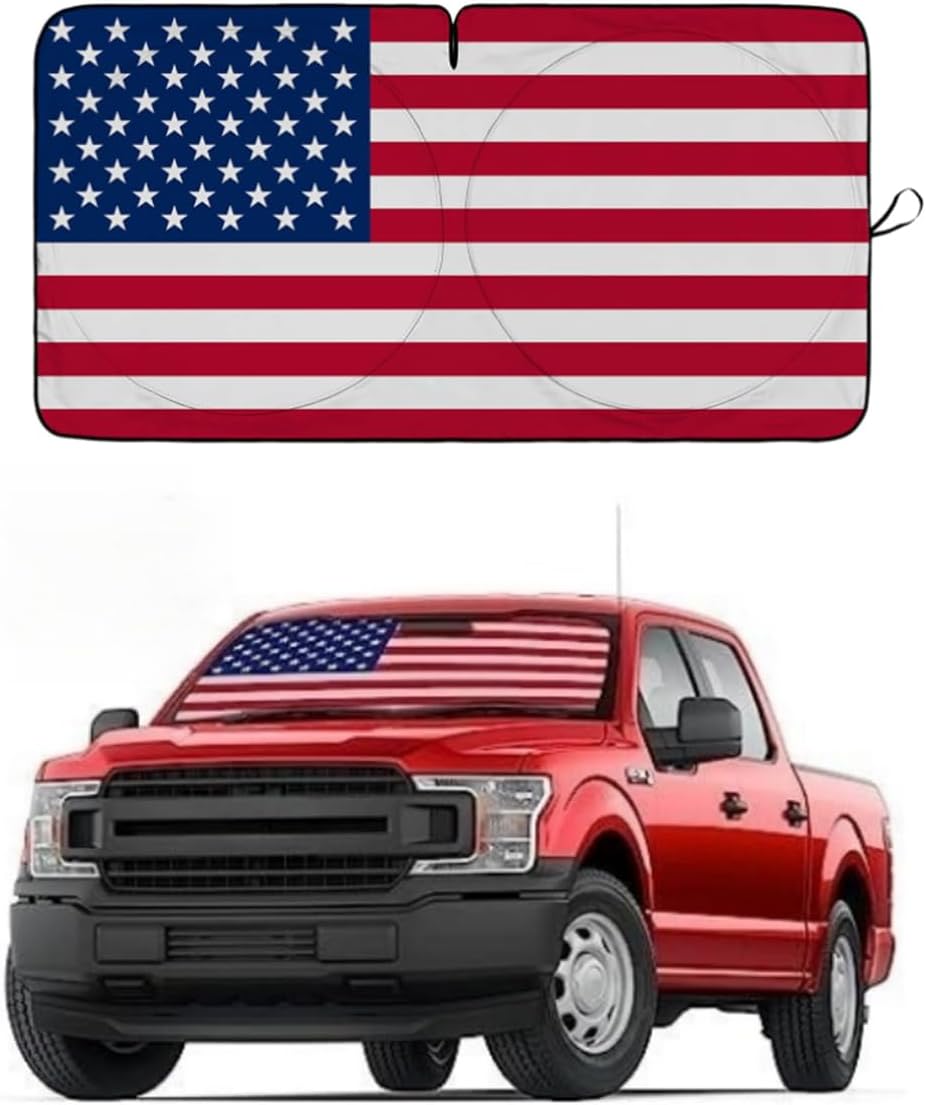 smilfuy Foldable American Flag Car Windshield Sun Shade, USA Flag, X-Large