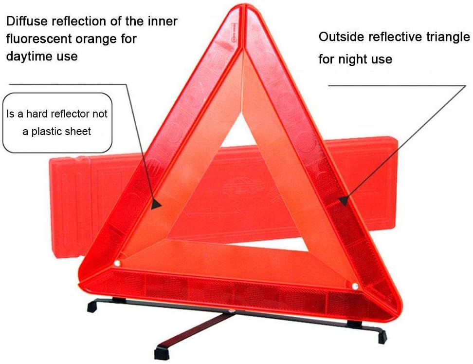 Warning Reflective Triangle Foldable Triangle Reflector Alerts Car Emergency Kit Roadside Warning Sign with Carrying Case for Car Vehicles Truck RV Tractor Trailer (1 Pack)