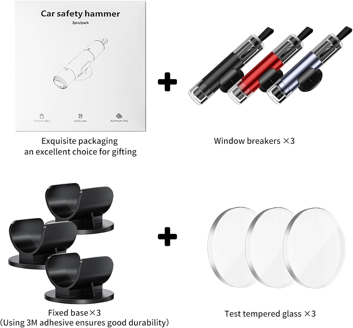 Car Safety Hammer Seatbelt Cutter, 2026 Upgraded Transparent Lid