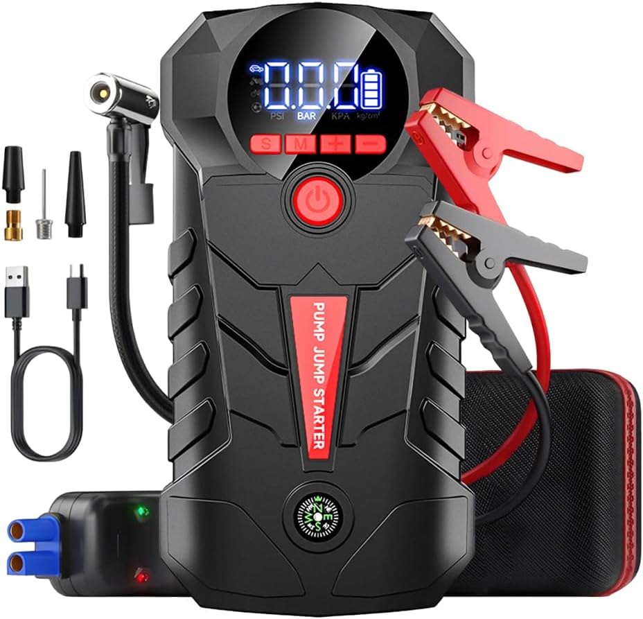 4000A 4-in-1 Car Battery Jump Starter with 150PSI Tire Inflator for Vehicle