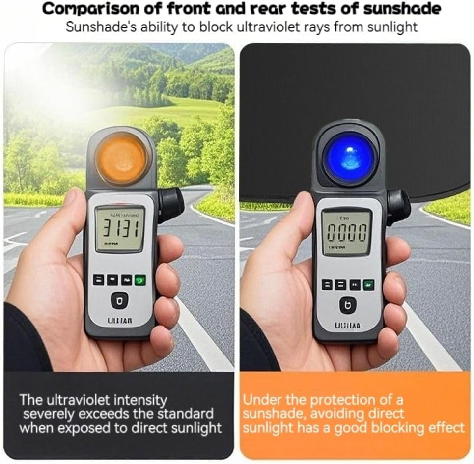 MUSM Car Window Shade Static Cling Sunshade - 2 Pack | Blocks UV and heat. Static cling sticks to any glass. See-through edges keep mirrors visible. Folds small for easy storage.