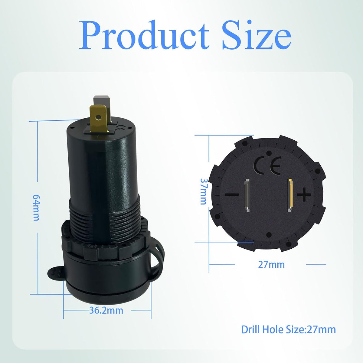 100W Dual USB Car Charger Socket PD100W QC3.0 Fast Charging Type C & Type A Ports 12V/24V Compatible for Cars Trucks RVs Boats Marine (PD100W QC3.0)