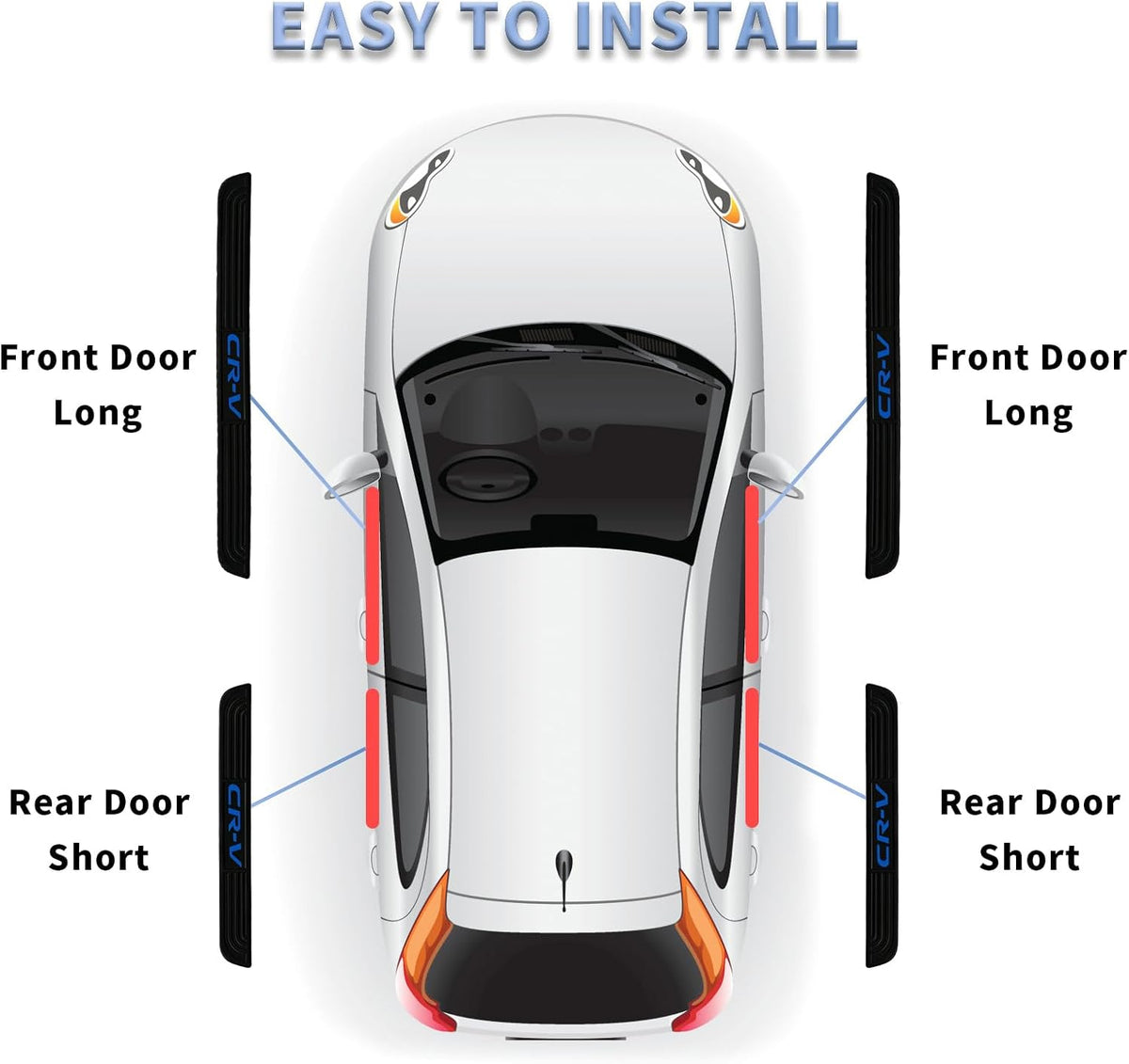 4pcs/Set Car Door Sill Plate Protectors - Black Soft Rubber Front/Rear Door Sill Scuff Plate Guard, Door Pedal Protector Stickers fit for Honda CRV (Blue)