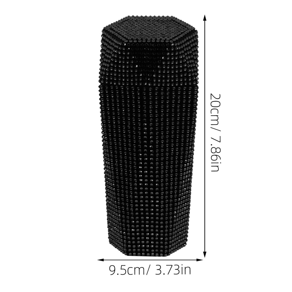 iplusmile Bling Car Trash Can with Lid – 3.2 in Black Rhinestone Sparkle, Leak-Proof Cup Holder Bin, Odor-Seal Mini Garbage Container for Women, Girls, Car Interior & Vanity Desk