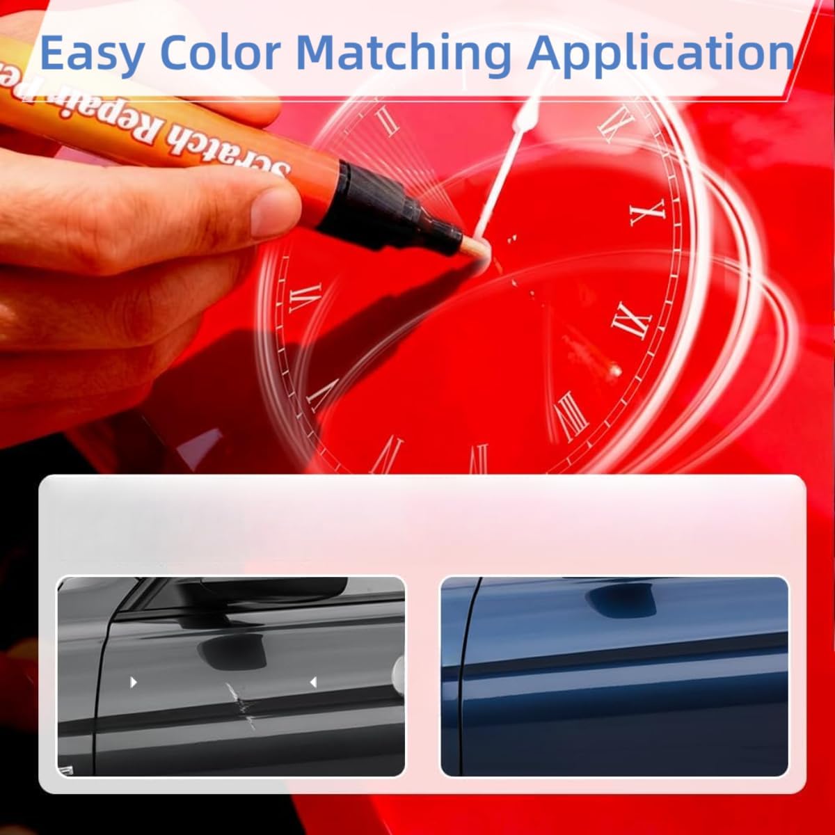 (2PC) Weatherproof Magic Car Scratch Removal Pen & Auto Paint Repair Brush Kit - Clear Fix Touch Up Paint for All Car Colors, Professional Scratch Remover for Vehicles