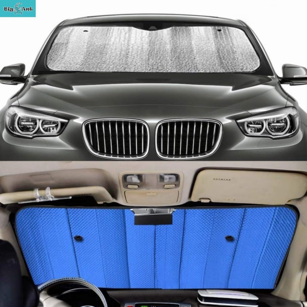 Windshield Sunshade Car Foldable UV Ray Reflector Auto Front Window Sun Shade Visor Shield Shade,Keeps Vehicle Cool - Blue (55" x 27.5")