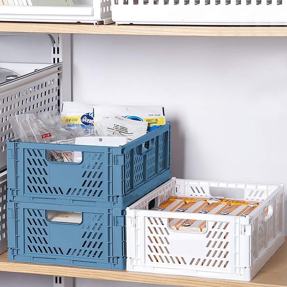 Phyllia 4 PC Baskets Plastic for Shelf Home Kitchen Storage Bin Organizer, Stackable Container Crate for Bedroom Bathroom Office Clothes Beauty(White, 13.3x10.2x5.1)