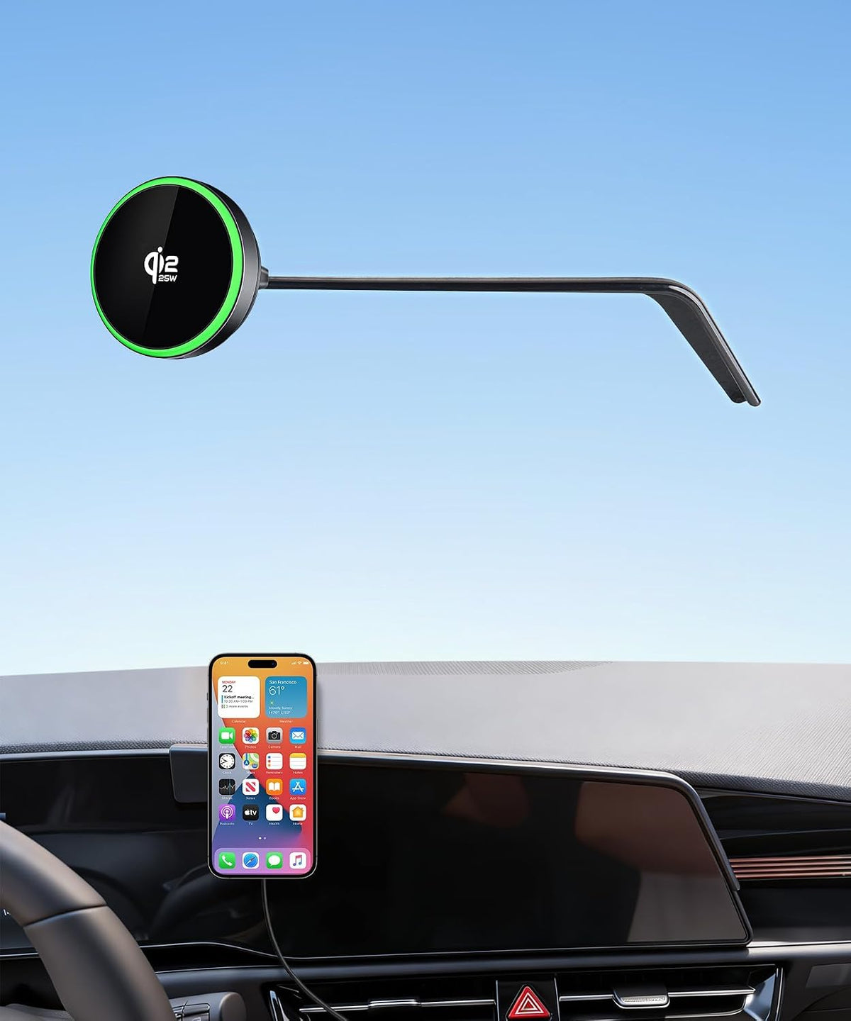 Qi2.2 25W Wireless Charger Car Phone Mount for Kia Niro/EV/Hybrid 2023-2026