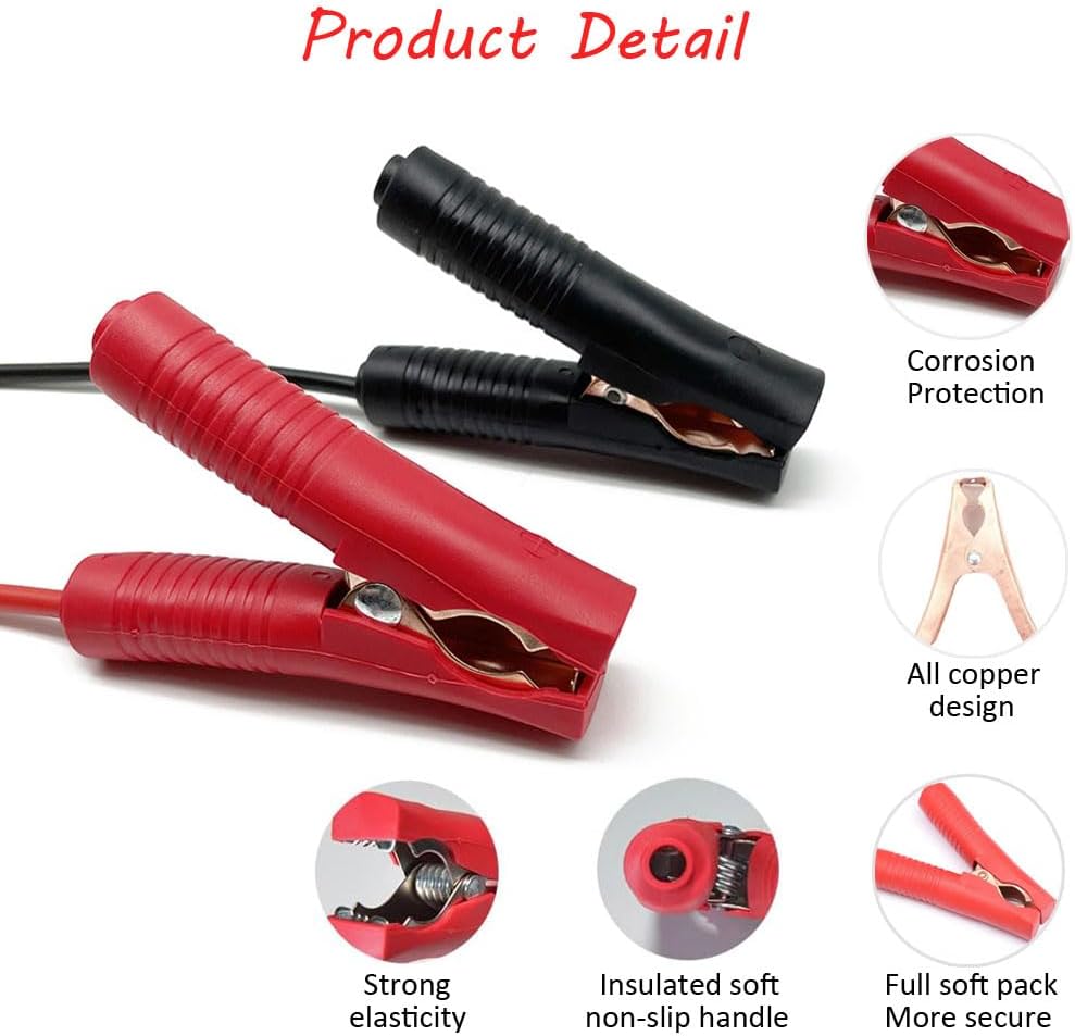 GRZWAYS Jumper Cables with Adapter Compatible with Mil.Waukee M18 18V Battery Jumper Starter, Automotive Booster Cables 2ft 8AWG Cable Power Tool Line, Silicone Wire Temperature Resistance 392℉