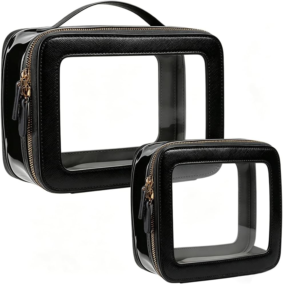 Clear Makeup Bag Set, Small Portable Clear Makeup Bag Cute Waterproof Travel Cosmetic Bag Makeup Pouch TSA Approved Toiletry Bag Women Traveling Car Organizer Car Essentials