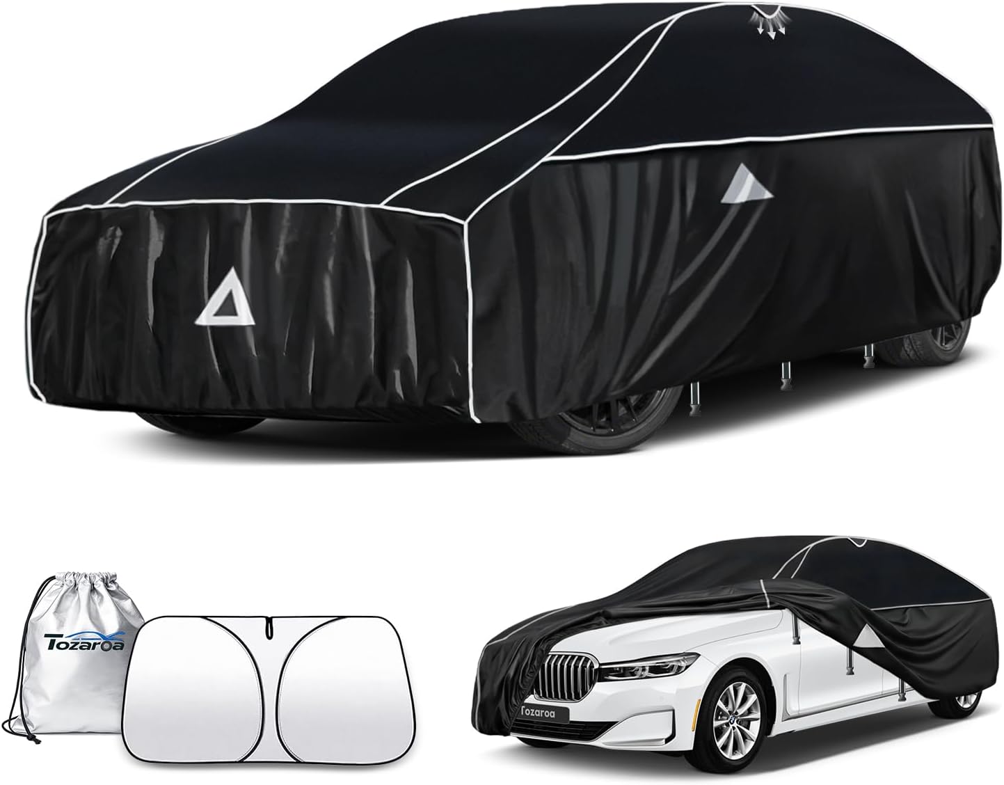 Hail Protector Car Cover for Sedan(Length:195"-208"),Waterproof All-Weather Anti Hail Thick Multi-Layered EVA with Sun Visor&Storage Bag for ES350, Models, Avalon, Impala etc