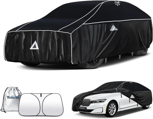 Hail Protector Car Cover for Sedan(Length:195"-208"),Waterproof All-Weather Anti Hail Thick Multi-Layered EVA with Sun Visor&Storage Bag for ES350, Models, Avalon, Impala etc