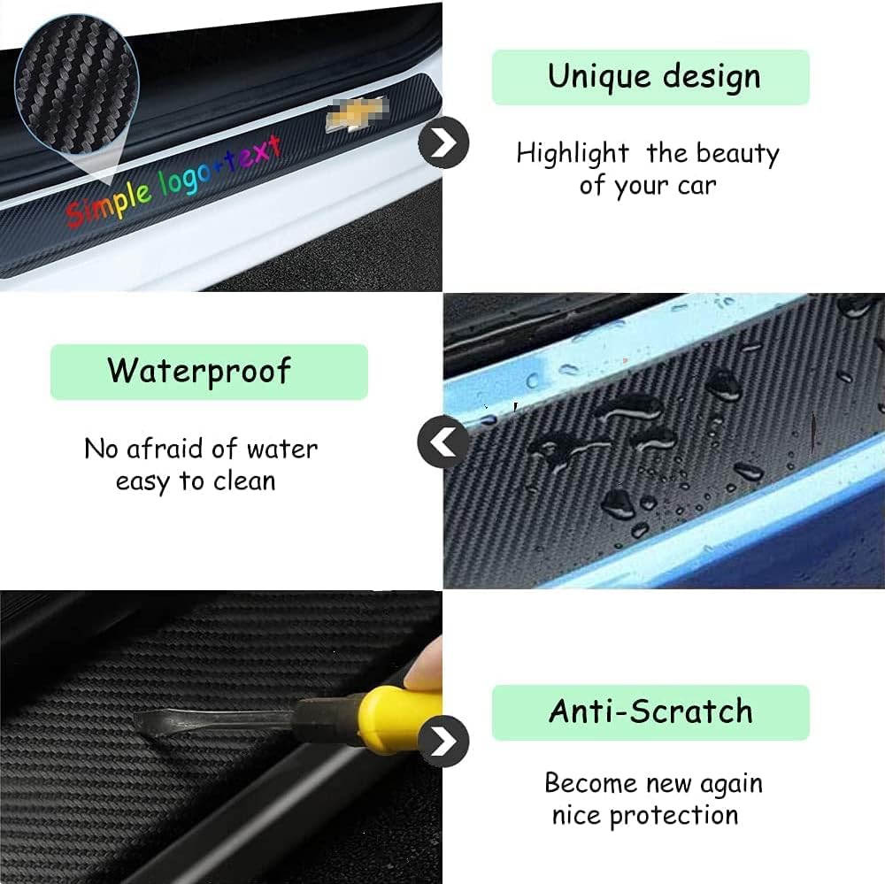 Car Door Sill Protector Custom Text/Logo Decal Carbon Fiber Sticker Entry Guard Universal 4D Vinyl Decorative Anti-Scratch
