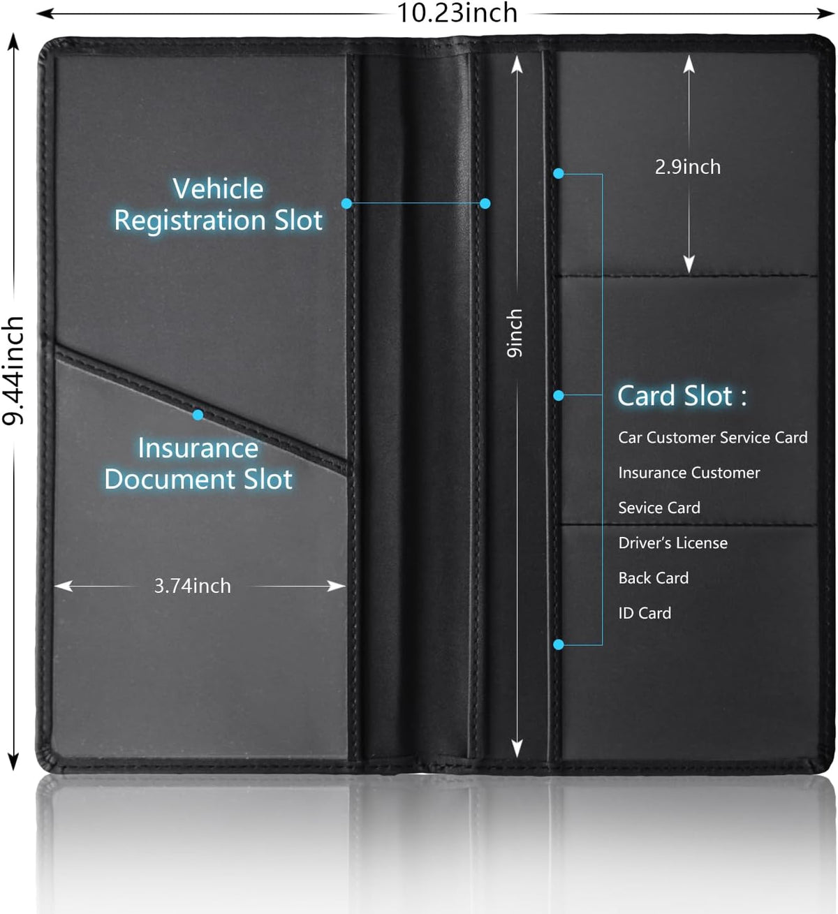 Leather Car Registration and Insurance Cards Holder Compatible with Dodge Challenger Charger SRT RAM Auto Accessories, Vehicle Glove Box Car Organizer with Magnetic Shut, Documents License
