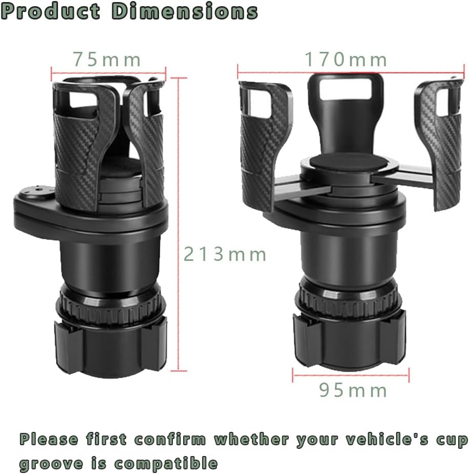 Car Cup Holder for VW Beetle 2000-2019, 2-in-1 Dual Layer Car Cup Holder Expander 360° Rotation Large Capacity Storage Adjustable Base