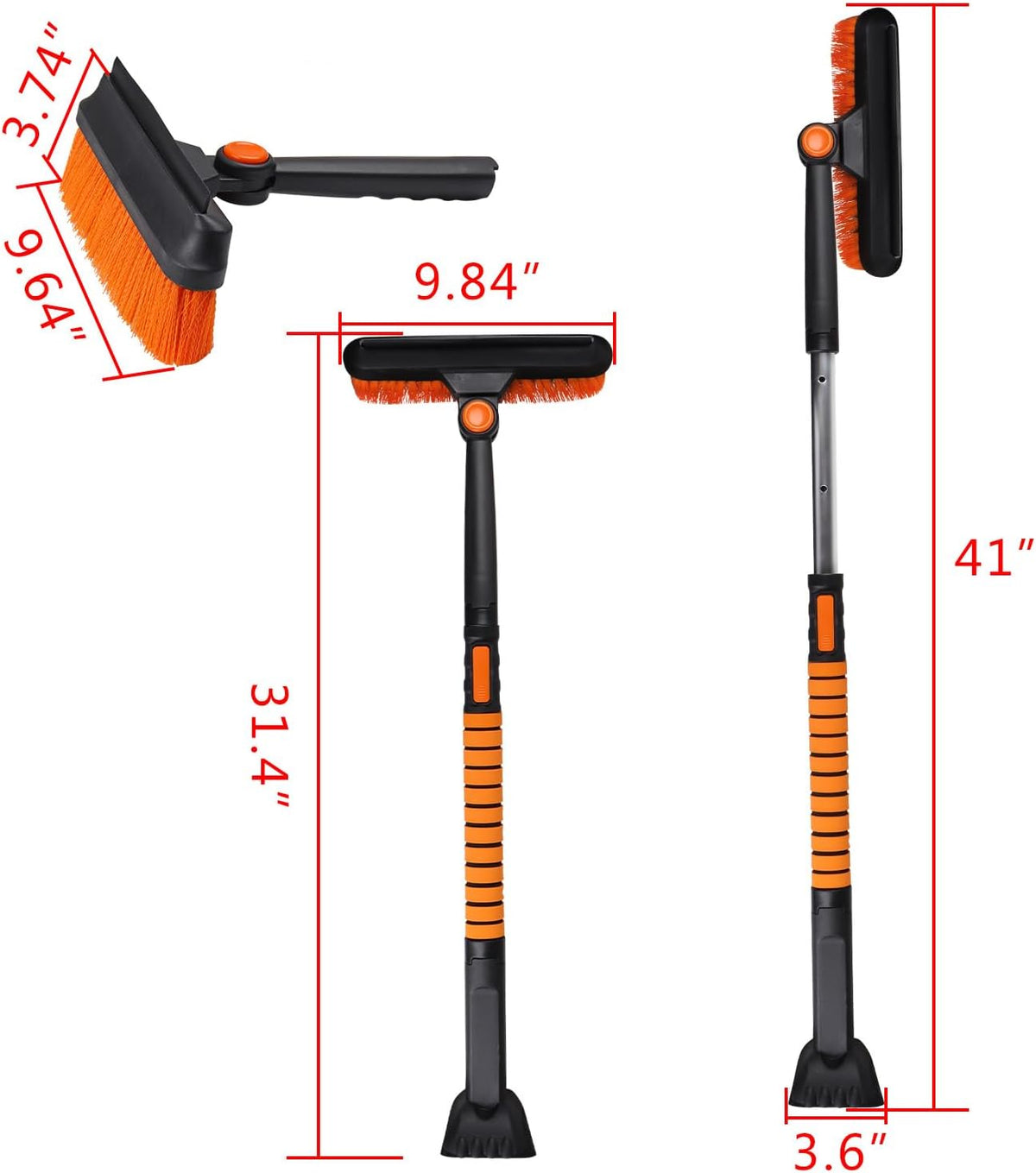 41" Extendable 3-in-1 Car Snow Brush & Ice Scraper