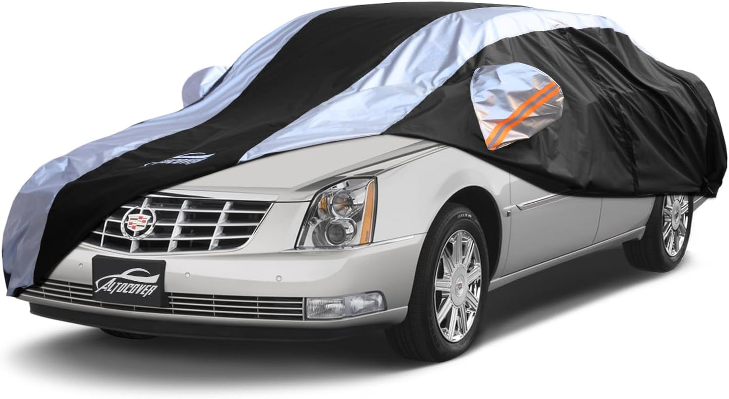 SUV Car Cover Waterproof All Weather Protection with Silver Stripe Design,Universal Fit Toyota RAV4, Honda CRV, Tesla Model Y, Audi Q5, Nissan Rogue, Mazda CX-5, Kia Sorento,Hyundai Sante Fe