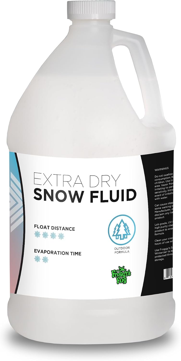 Froggy's Flakes Snow Machine Fluid, Extra Dry Formula Snow Fluid with 30 Feet Float/Drop, 1 Gallon