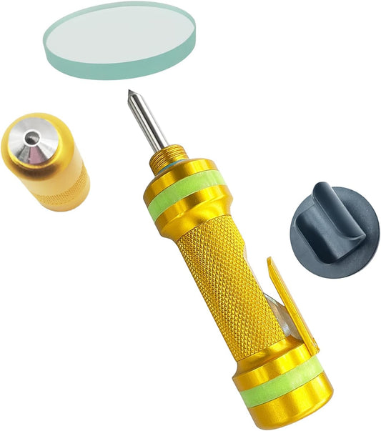 2-in-1 Window Breaker Seatbelt Cutter, Car Window Breaker Tool, Metal Glass Breaker - Extended Tungsten Steel Hammer Tip, Can Shatter Tempered Glass (Gold,1 PCS)