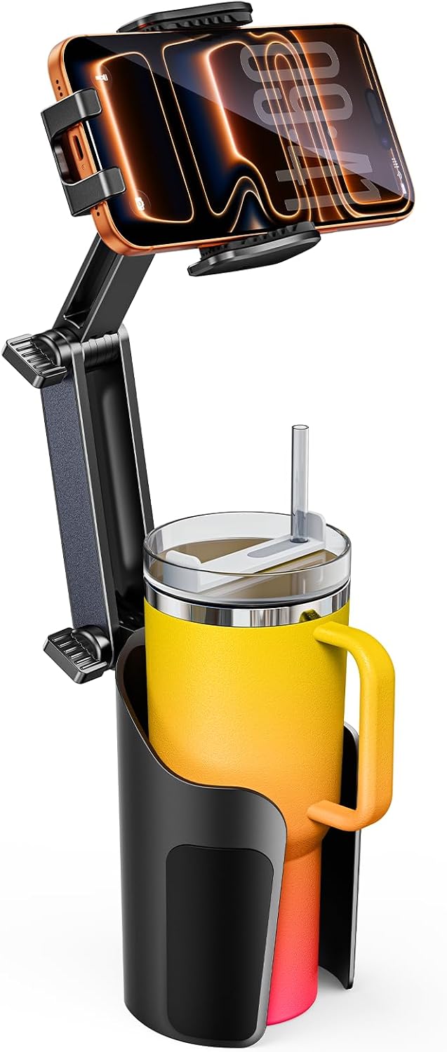 TAZENI 2-in-1 Cup Holder Phone Holder Mount for Car, Stable & Adjustable