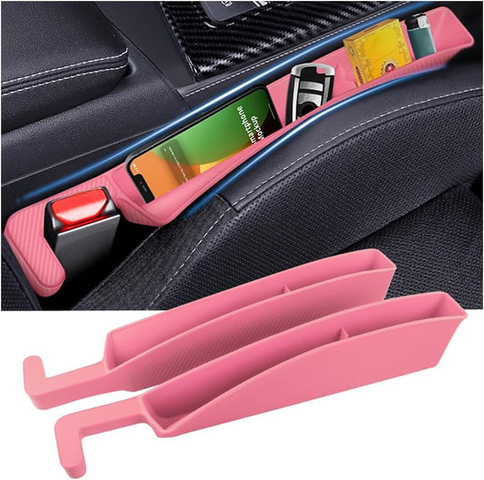 2PCS New Car Seat Gap Filler with 2 Storage Areas,Stylish Car Seat Gap Storage for Stabilizing Phone,Keys Wallet,Universal Car Seat Gap Filler Organizer (Carbon Pink)