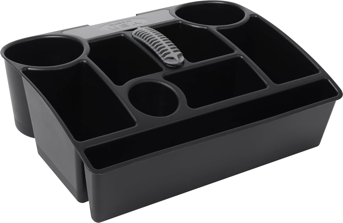 Moblorg Vehicle Seat Organizer Car Storage Caddy with Carrying Handle, 2 Large Cup Holders, 10 Compartments, Hidden Extra Storage, Fits Most Vehicles, Made in USA from Recycled Plastic