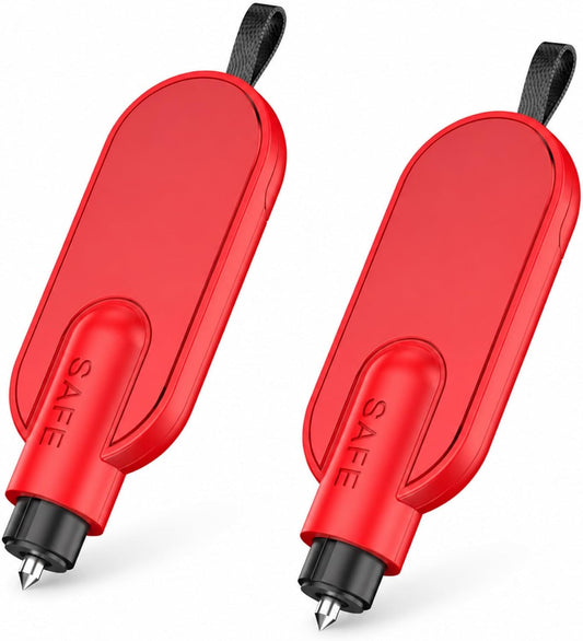 2 Pack Car Escape Tool, Window Breaker and Seat Belt Cutter, Red