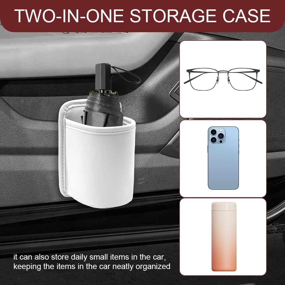Leather Car Cup Holder Organizer, Car Door Cup Holder, Clip On Vehicle Seat Side Hanging Cup Drink Holder, Automotive Water Bottle Organizer Mount Accessories for SUV Sedan Truck (Grey)
