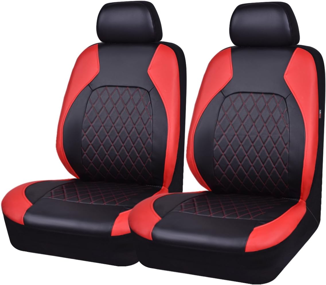 Universal Pu Leather Car Seat Covers Front Seats only, Airbag Compatible, Water-Resistant Durable Premium Vinyl, Fit for 95% Vehicles,Cars,Vans,SUV,Sedans (Luxury 2 PCS All Black)
