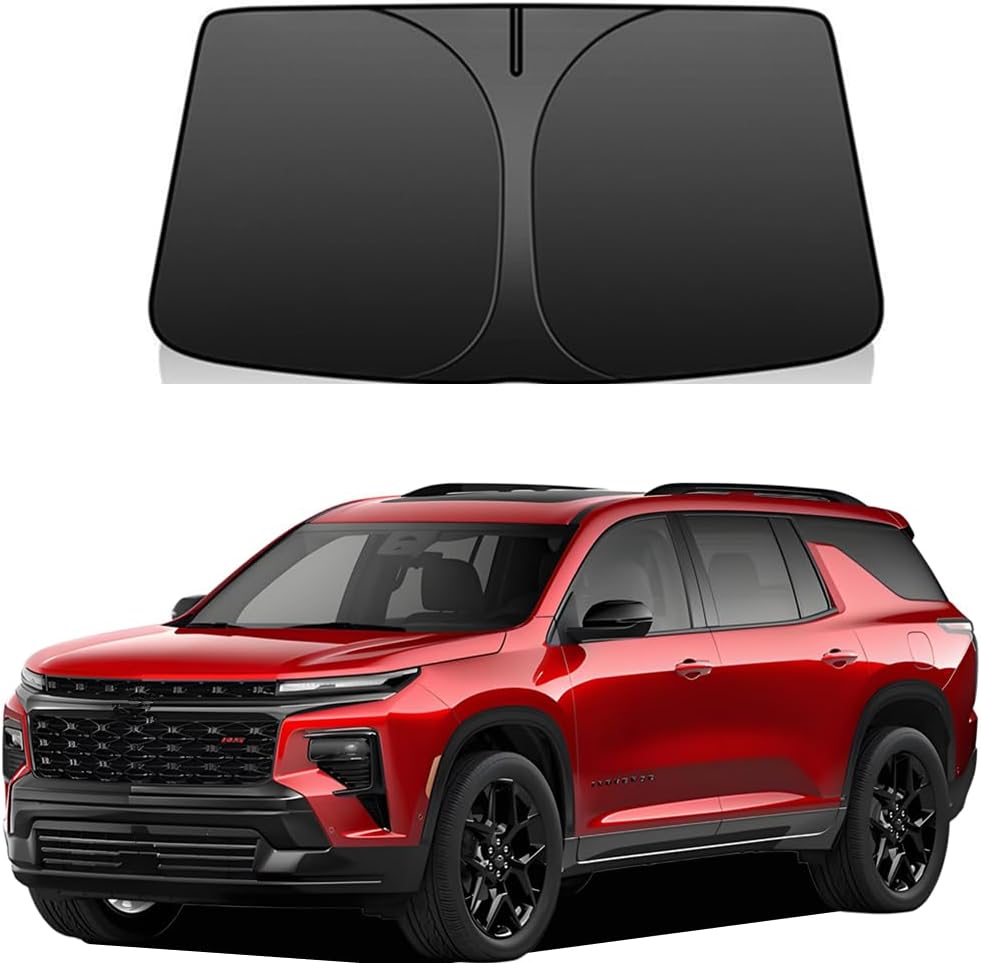 Windshield Sun Shade for Chev-rolet/Chevy Traverse 2018-2026 Foldable Car Front Window Sunshade Accessories 4-Layer 240 T Sun Visor Protector Reflective Cover Block UV Rays & Sun Heat