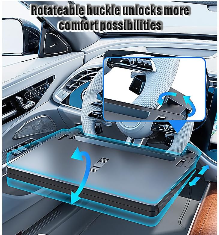 Car Steering Wheel Tray for Toyota Sequoia 2000–2025, Adjustable Car Laptop Desk with Extendable Tray for Eating Working Portable Multifunctional Buckle,Black