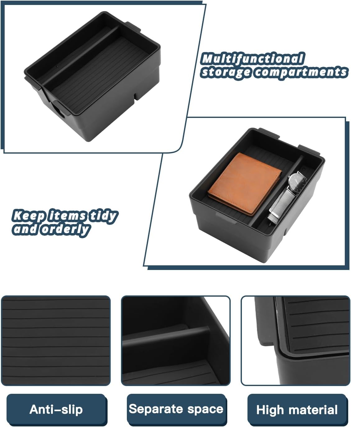 Ruiya Center Console Organizer Compatible with 2024 2025 2026 Lexus TX 350 All Trims Double Layer Armrest Storage Box ABS Lexus TX350 Interior Accessories (2 Pack)
