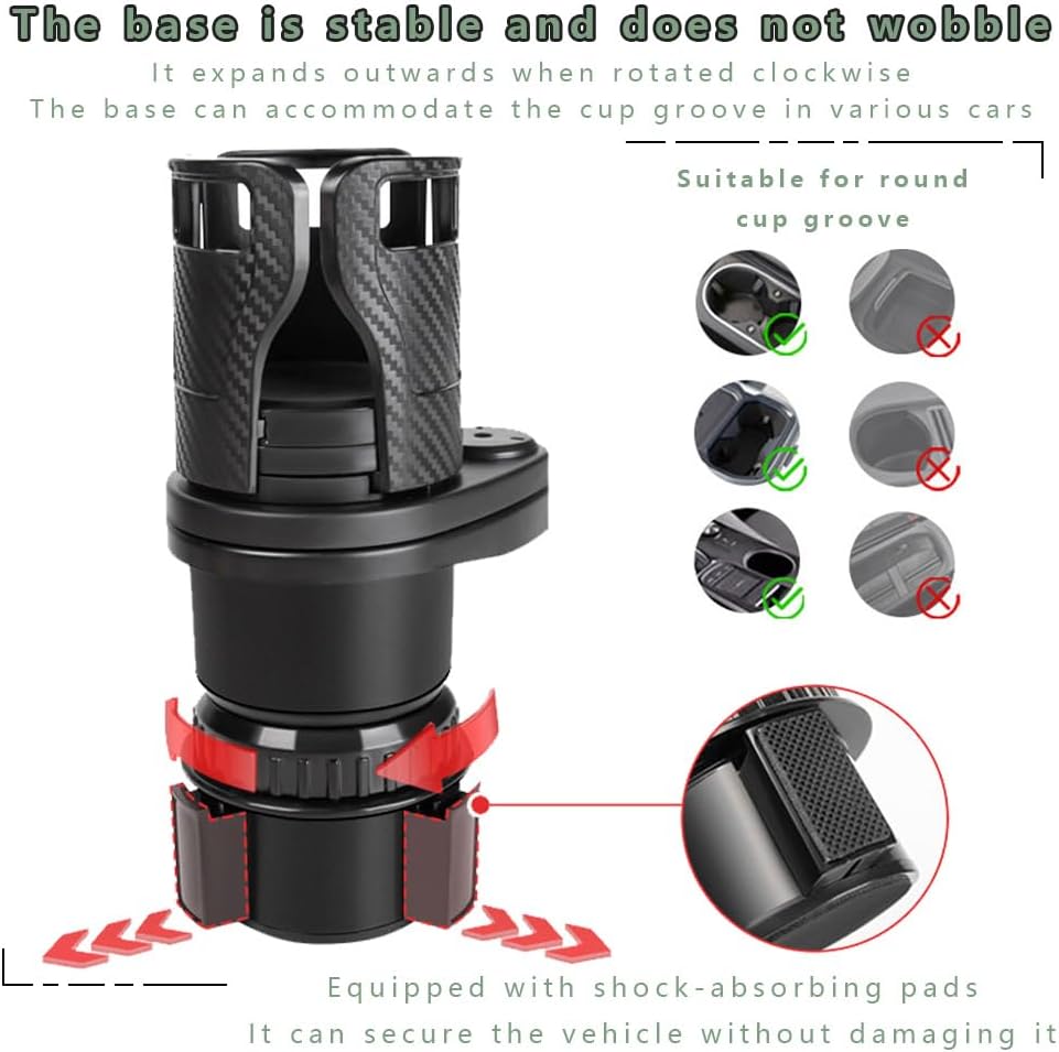 Car Cup Holder for Ford Explorer 2000-2026, 2-in-1 Dual Layer Car Cup Holder Expander 360° Rotation Large Capacity Storage Adjustable Base