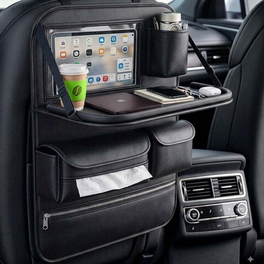 1 Pack Backseat Car Organizer with Foldable Anti-Sag Tray & Tablet Window