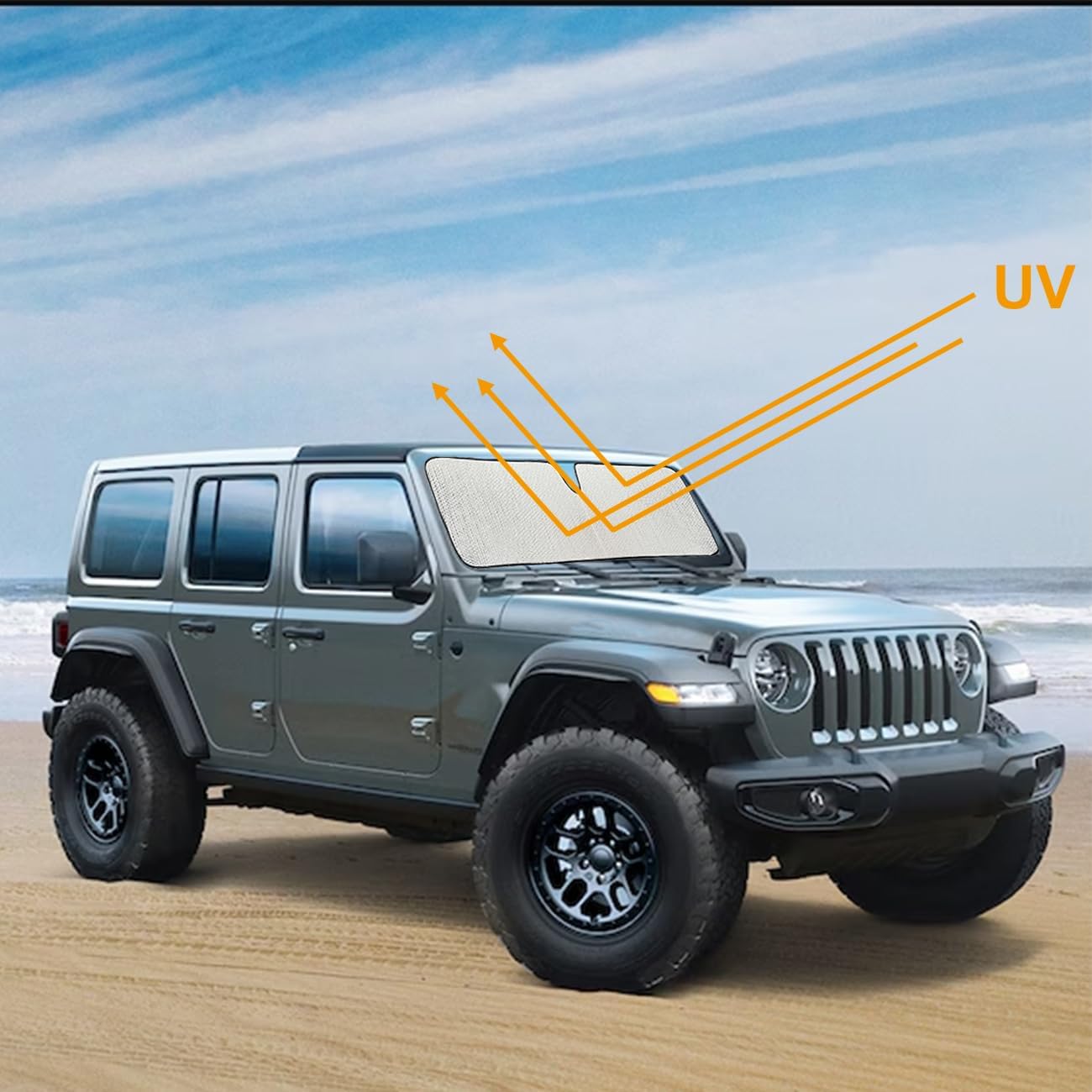 Windshield Sun Shade for Jeep,Windshield Sunshade for Wrangler TJ JK JL1997-2024,Sun Shade Windshield Cover for Jeep,UV Ray & Heat Block Windshield Shades