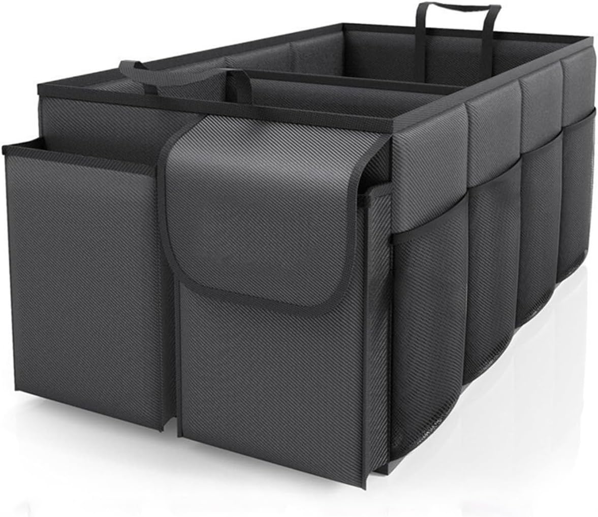 Advanced car seat storage bag is suitable for children and adults. The front and rear seat storage bags are foldable and adjustable. (black gray)