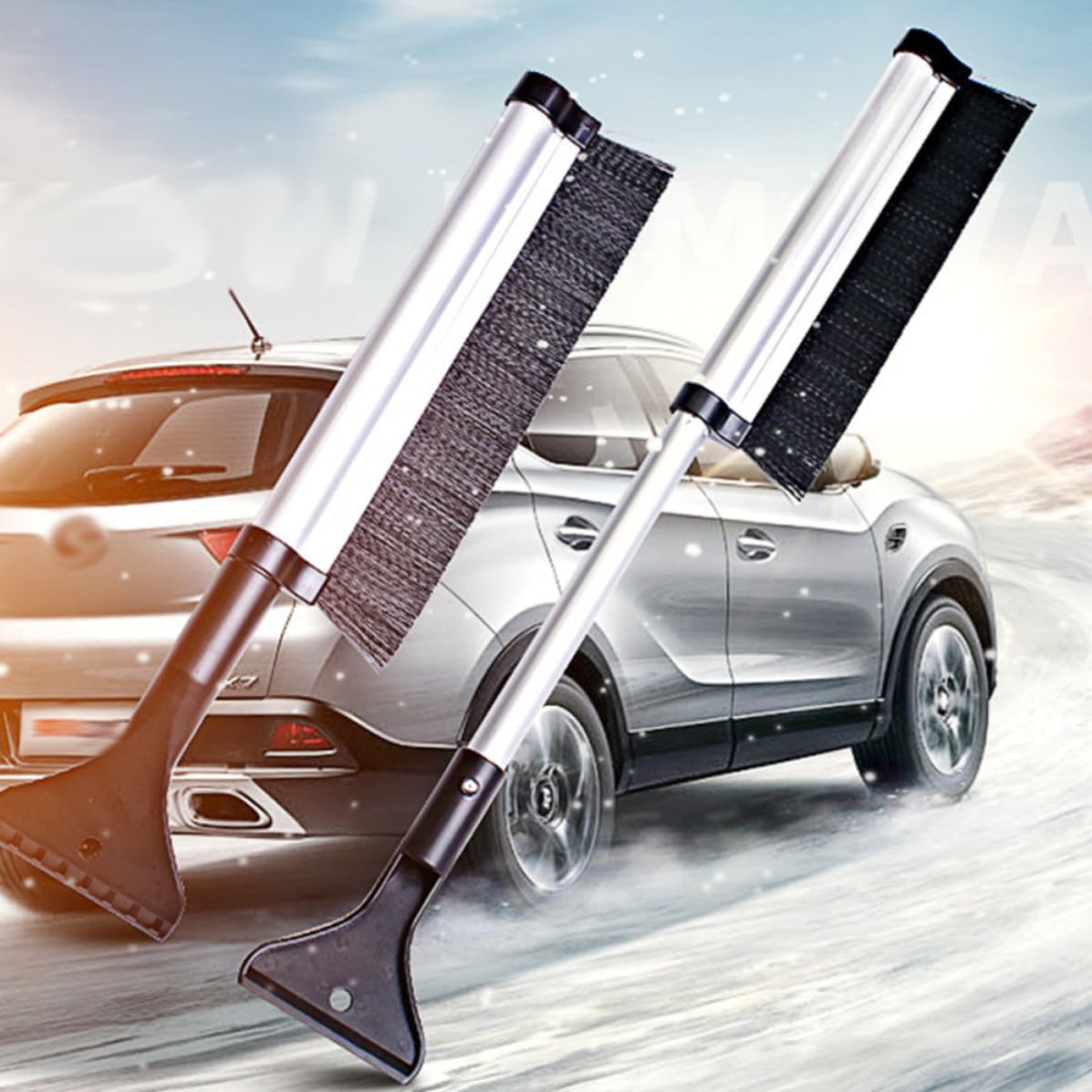 Ice Scraper for Car Extendable Snow Brush Shovel with Retractable Rod