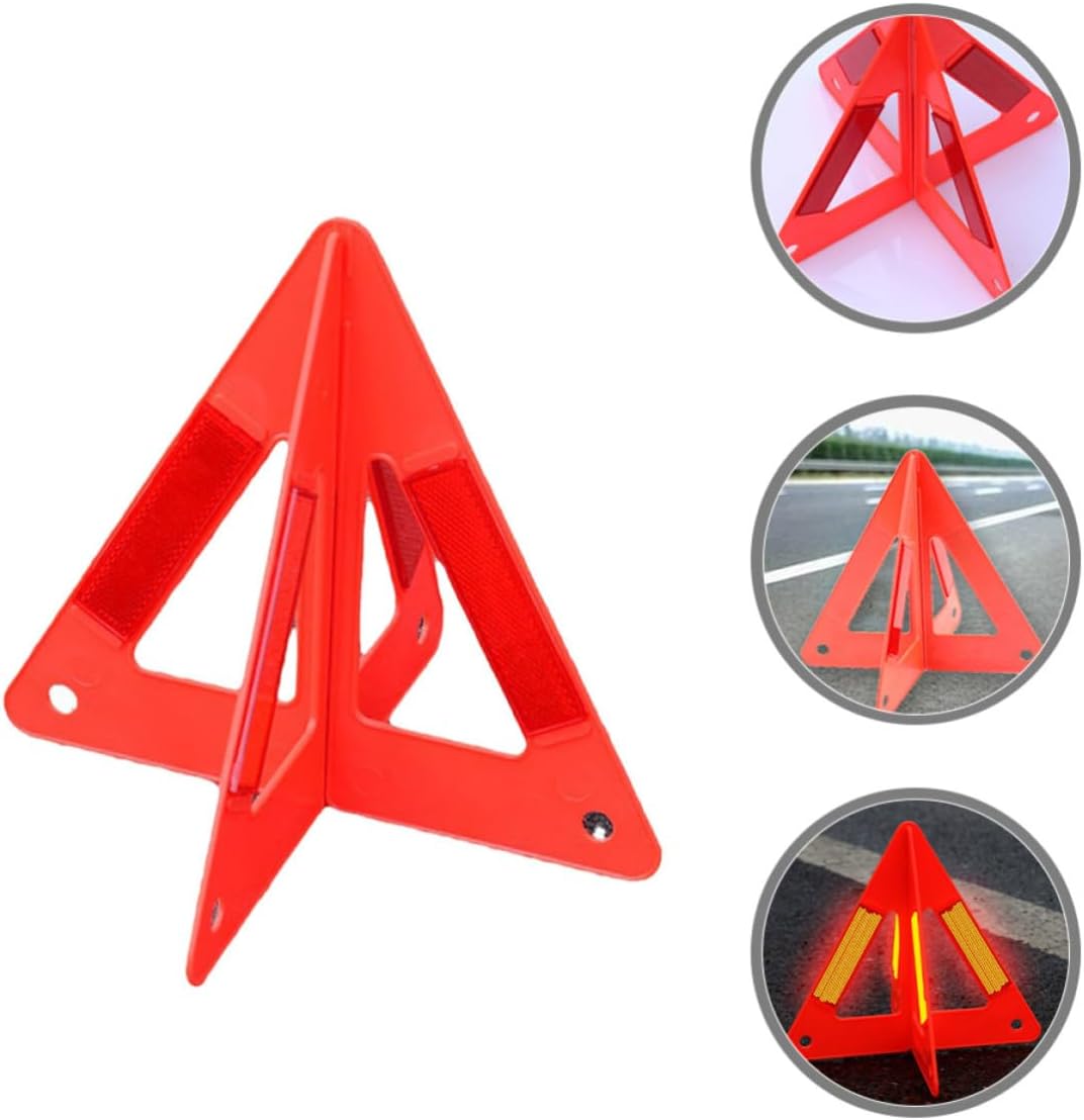 3pcs Collapsible Roadside Warning Triangle, Orange PVC Reflective Sign