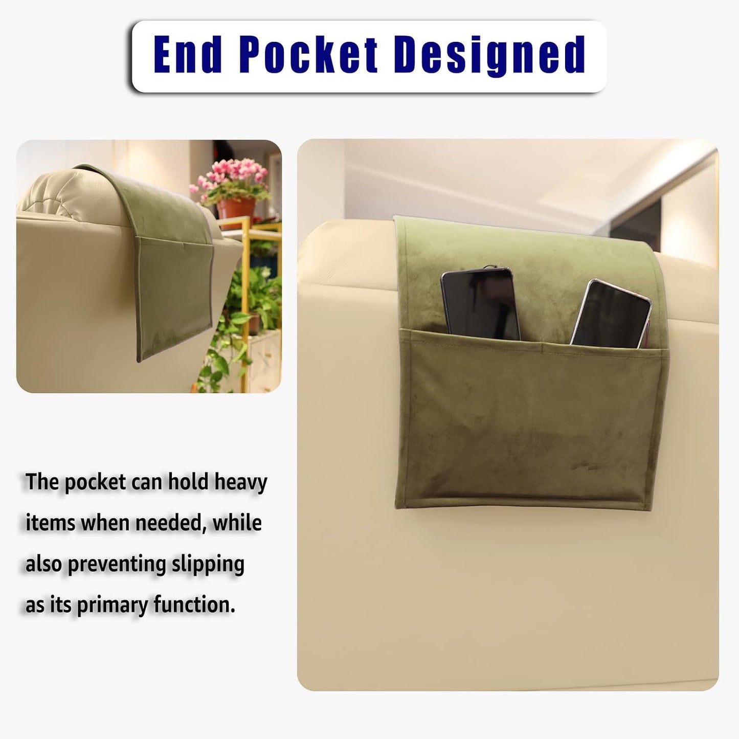 Non-Slip Head Pillow for Recliners - Neck Support Cushion with Velvet Cover for Pain Relief at Home, Office and Travel (Camel)