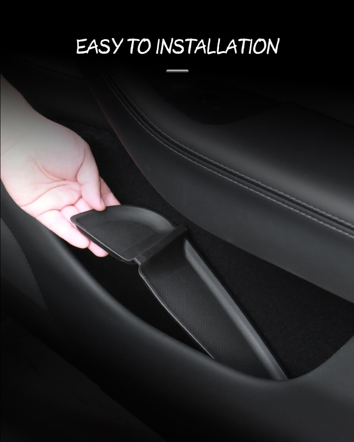 Door Side Pocket Storage Box Liners, 4pcs TPE Front & Rear Door Pocket Inner Organizer Trays and Cup Holder Pad Compatible with Tesla Model Y Juniper Accessories 2025 2026