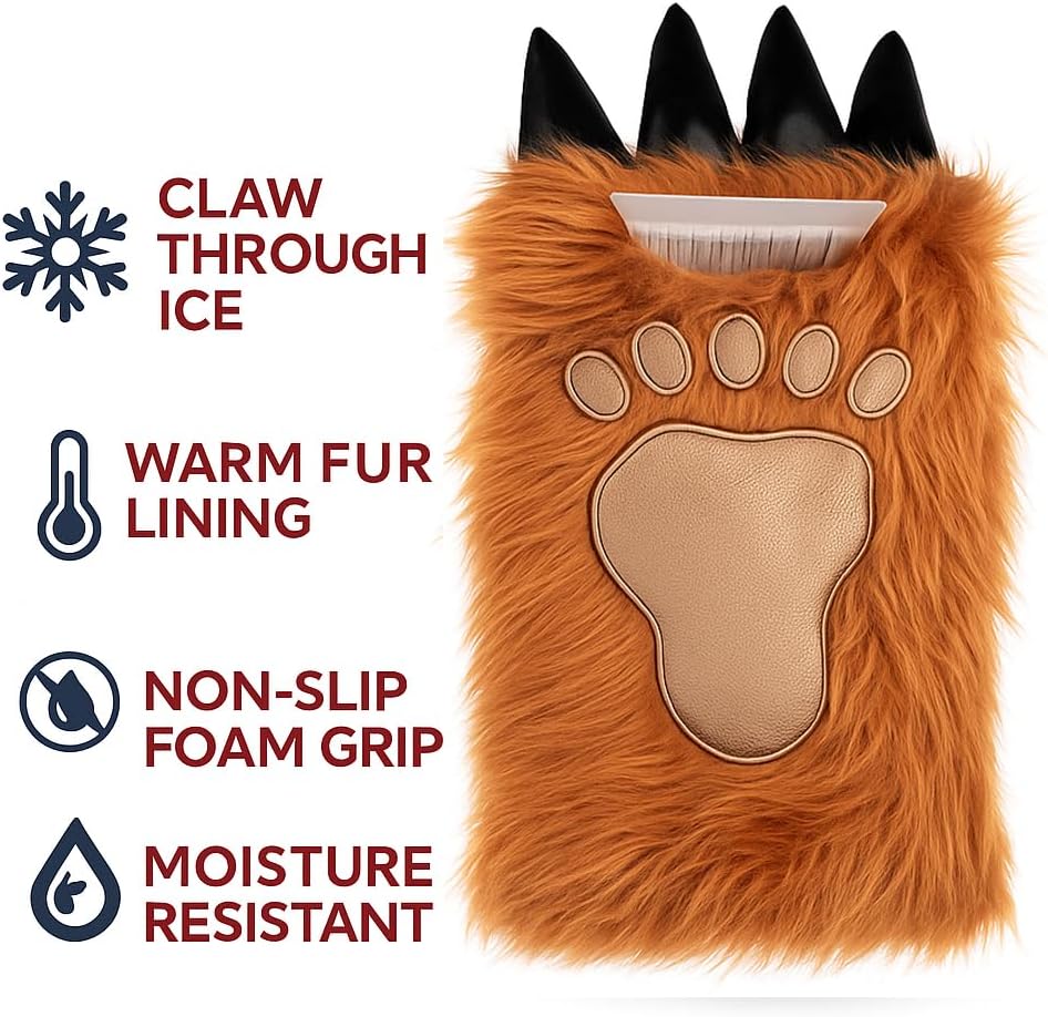 Massive Bigfoot Hand Ice Scraper - Bigfoot Gifts - Sasquatch Claw Faux Fur Hand Warmer with Built in Ice Scraper Foam Grip Novelty Winter Snow and Ice Remover for Cars Trucks SUV