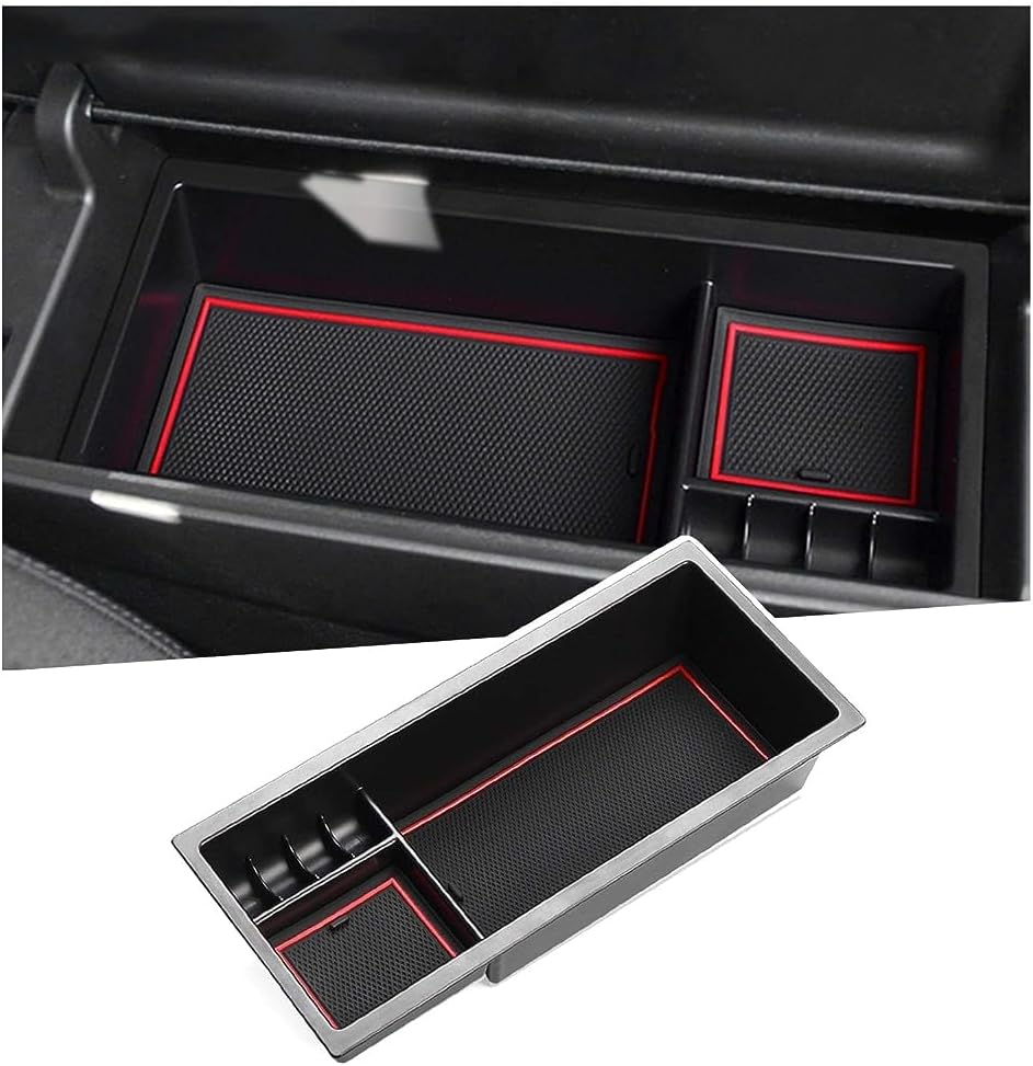 LUWU Prius XW50 Center Console Organizer for 2016 2017 2018 2019 2020 2021 2022 Prius Accessories Armrest Console Storage Box Glove Organizer Tray ABS Material (Red)
