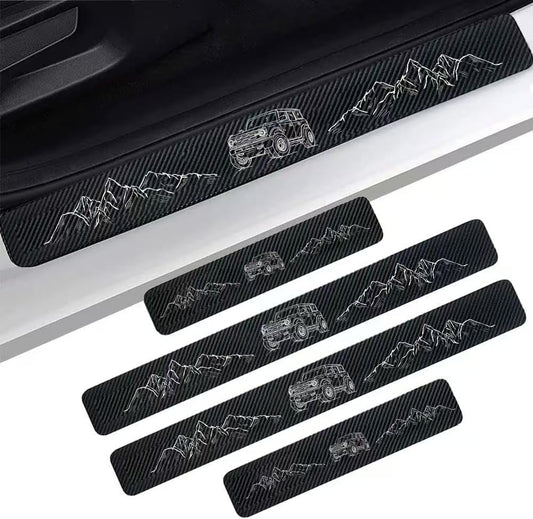 4PCS Carbon Fiber Door Sill Protectors Front/Rear Anti-Scratch Entry Guard fit for Ford Bronco