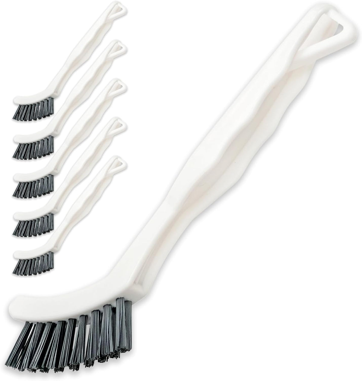 6-Pack Grout Cleaner Brush Set - Firm Nylon Bristle Detail Scrub Brushes for Household Use on Bathtub, Shower, Kitchen, Tile Floors, Sink, Grooves, Window Tracks, Drains