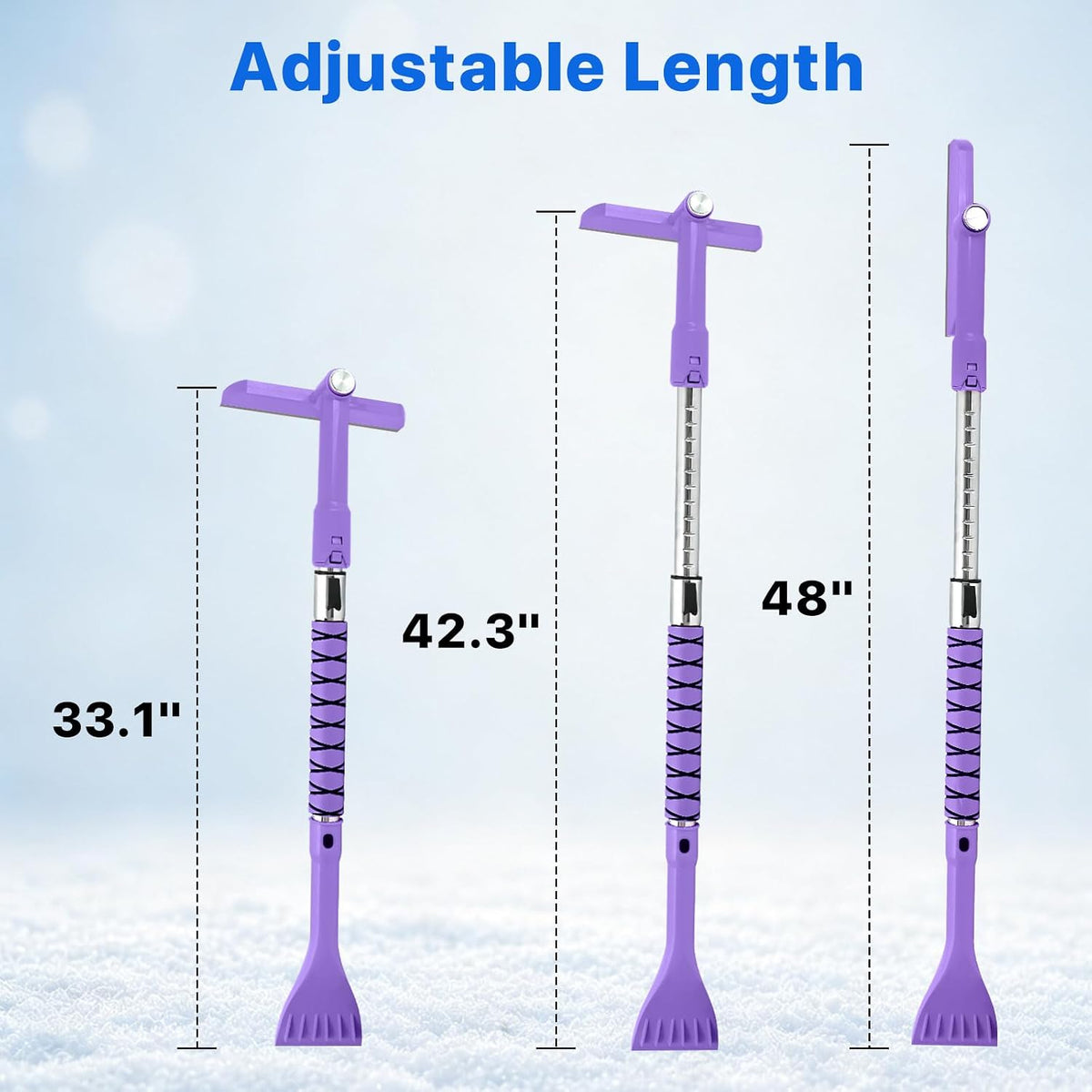 48 in Extendable Snow Brush and Ice Scraper for Car Windshield, Purple