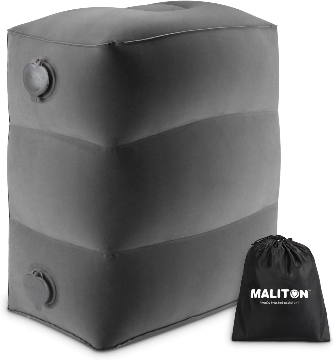 Maliton Inflatable Travel Foot Rest Pillow, Toddler Airplane Bed, Car Seat Foot Rest for Kids, Adjustable Height Leg Rest Pillow for Airplane, Home, Office(Black, 1 Pack)