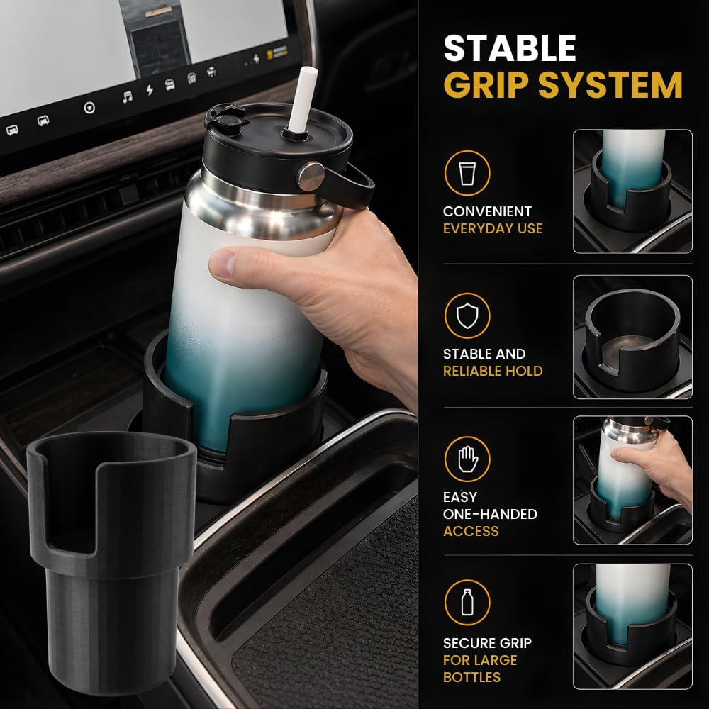 Large Cup Holder Adapter Compatible with Rivian R1S R1T – Expands to Fit 40oz Tumblers | Secure Friction Fit Insert for Oversized Bottles and Travel Mugs