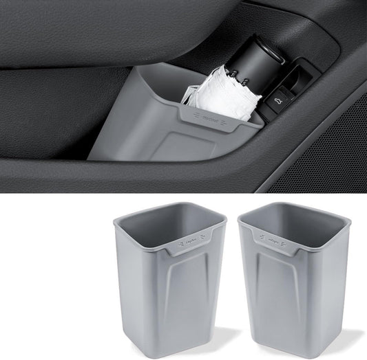 XmuxHai Car Interior Storage Box, Black Silicone Door Side Organizer with Umbrella Holder and Trash Can, Vehicle Accessory (Grey)