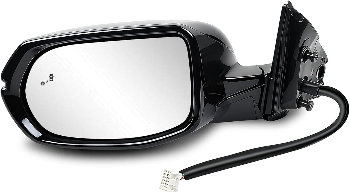 Driver Side Mirror Assembly Compatible with Honda CRV 2017-2022 With Heated, Blind Spot Monitor, Turn Signal, Power Adjustable Glass Black Replace 76258TLAA32 HO1320318 (9 Pin Left)